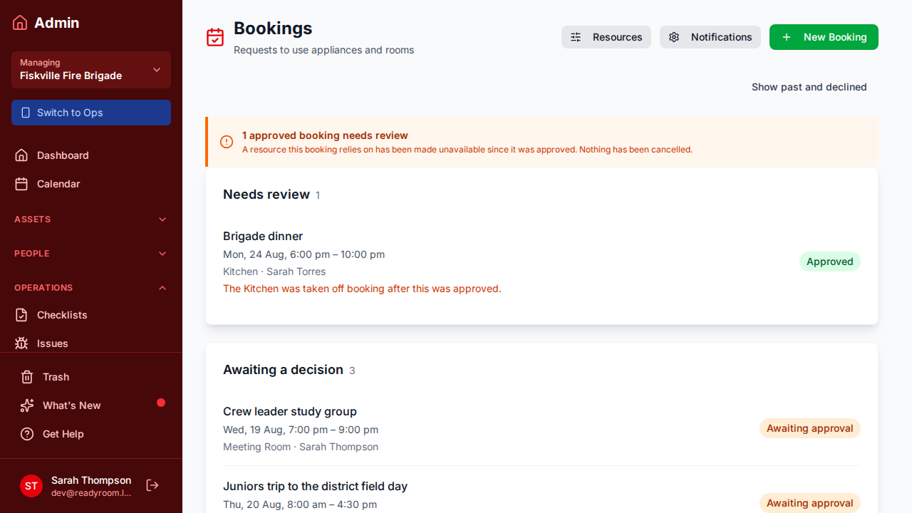 Room & Appliance Bookings screenshot