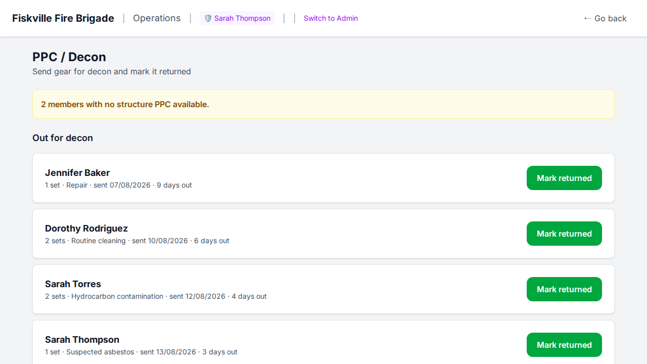 Contamination & PPC Tracking screenshot