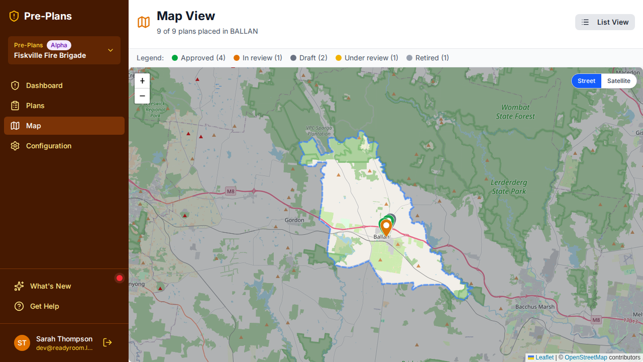 Pre-Plans map view